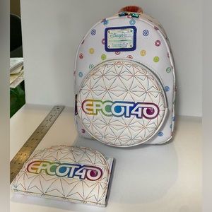 Walt Disney World Epcot 40th Anniv. Loungefly mini backpack w/ matching wallet